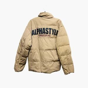 AlphaStyle Beige Puffer Jacket Men’s Size‎ Small